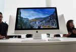 The 27-inch Apple Inc. iMac computer with 5K retina display is displayed after a product announcement in Cupertino, California, U.S., on Thursday, Oct. 16, 2014.&nbsp;