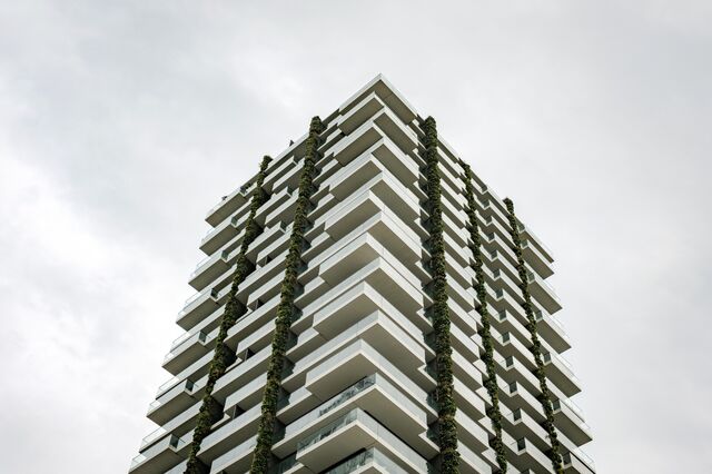 Vertical gardens adorn the facade of the Eden Tower.
