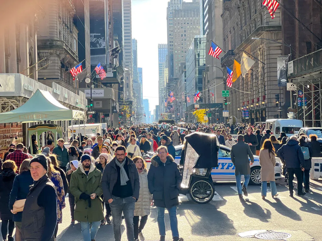 Manhattan is anything but empty during an Open Streets event on Fifth Avenue in December.&nbsp;