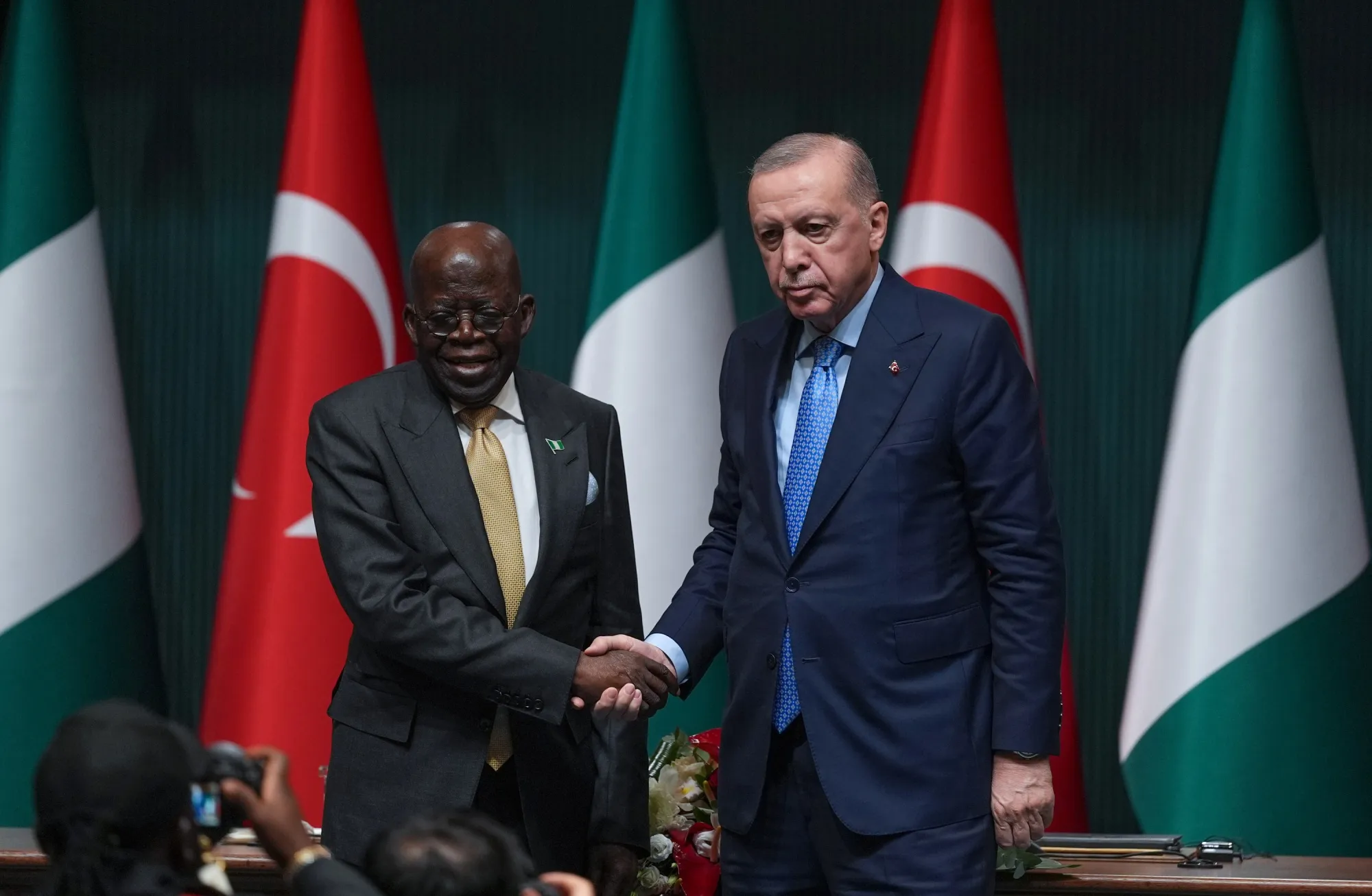 Turkish President Recep Tayyip Erdogan and Nigerian President Bola Tinubu&nbsp;in Ankara, on Jan. 27.&nbsp;