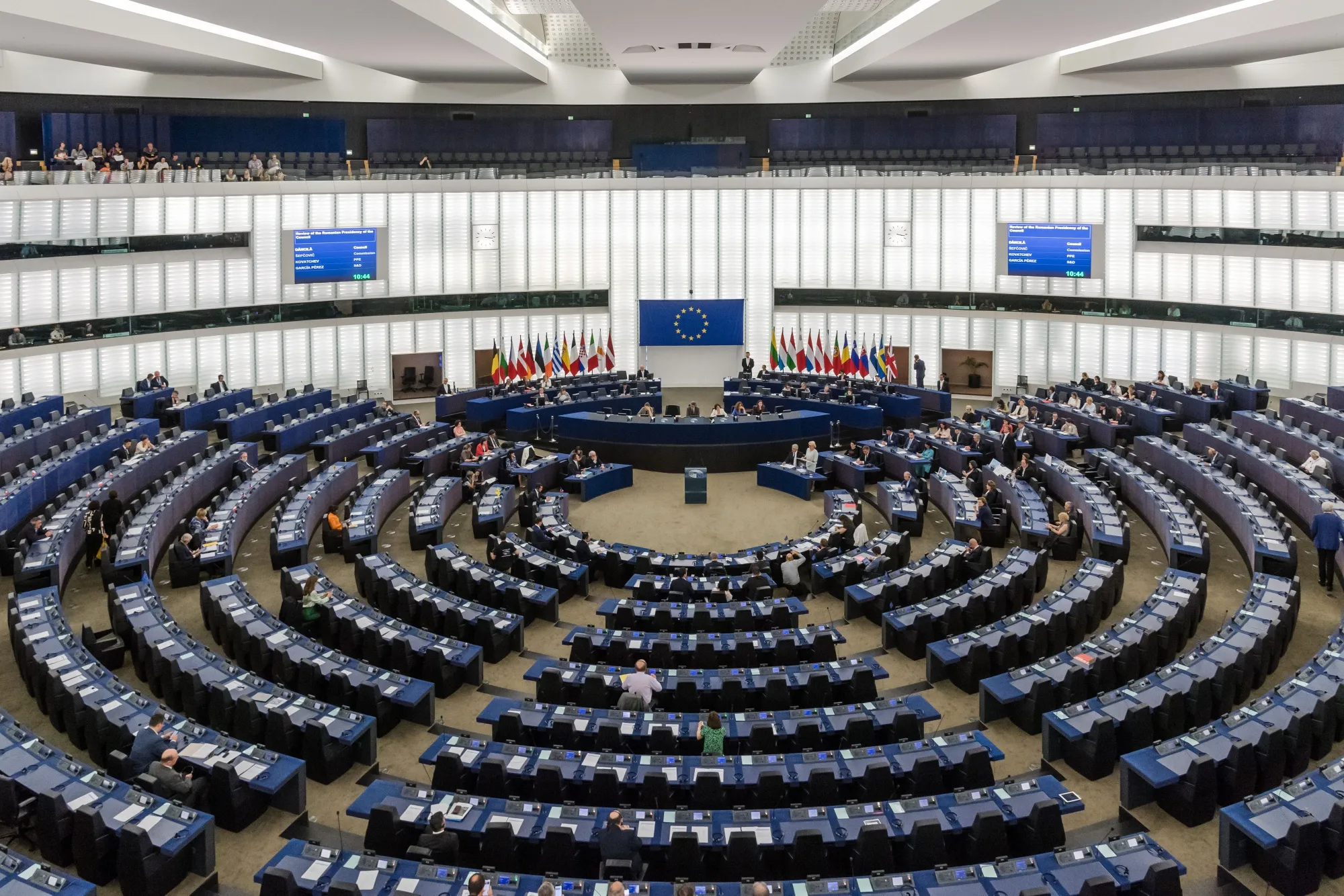 The European Parliament in session in Strasbourg, France.