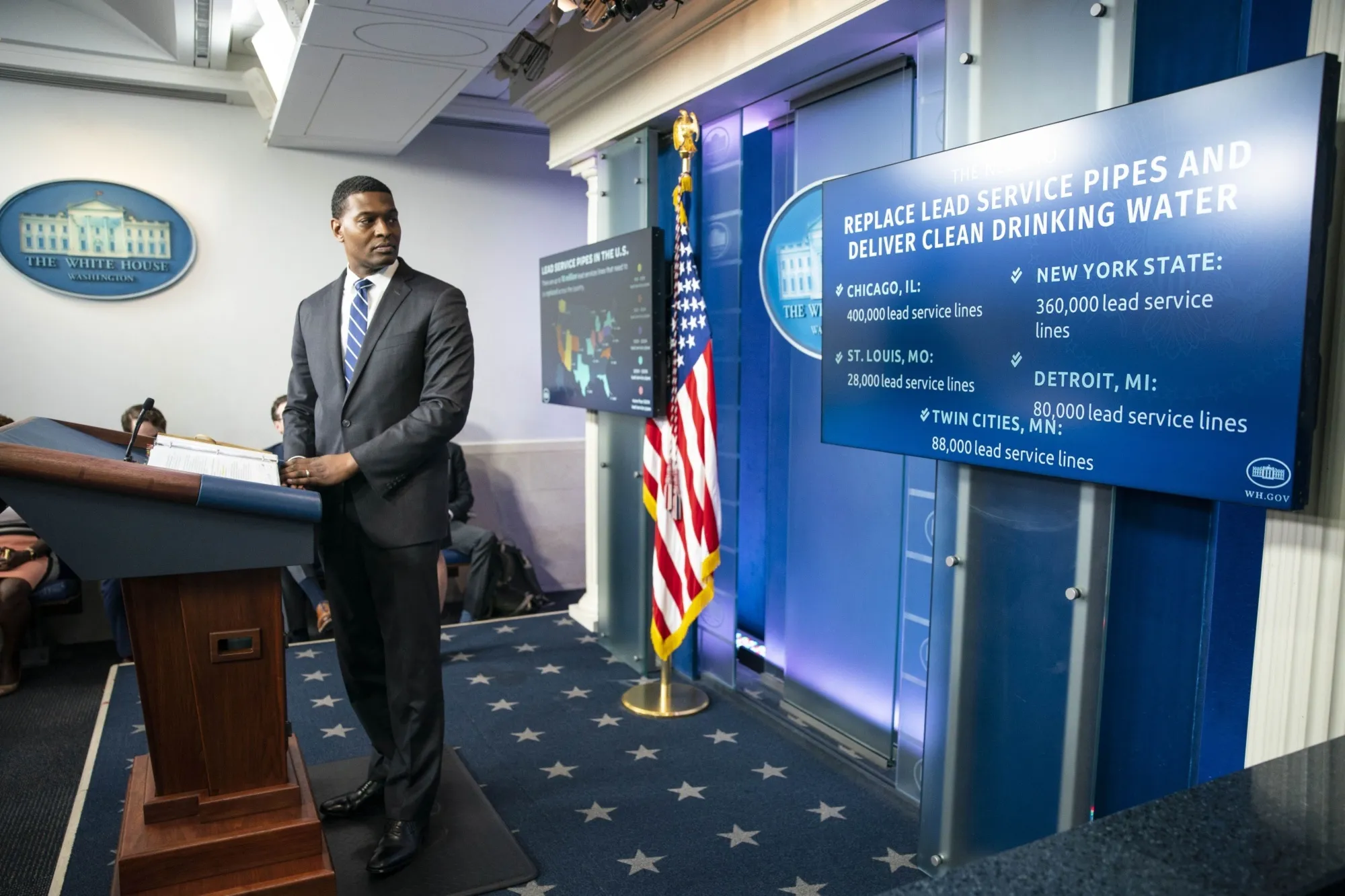 Michael Regan, administrator of the Environmental Protection Agency, at a&nbsp;news conference in June.&nbsp;