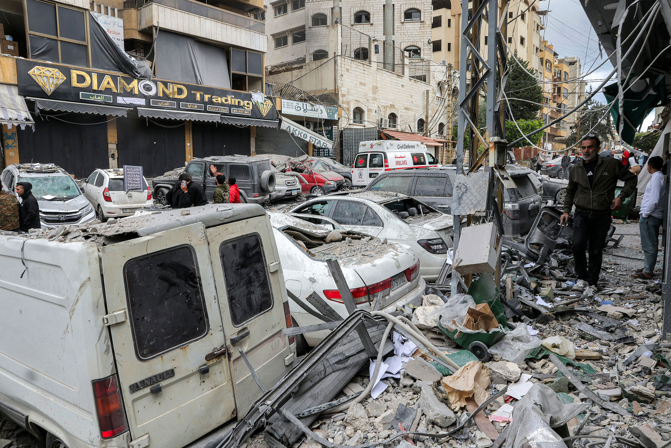 Debris following an airstrike in Beirut on March 30.