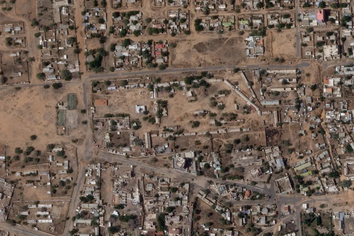 A satellite image of the area around the headquarters of the Sudanese military's 6th Division in el-Fasher, Sudan, on Oct. 26.