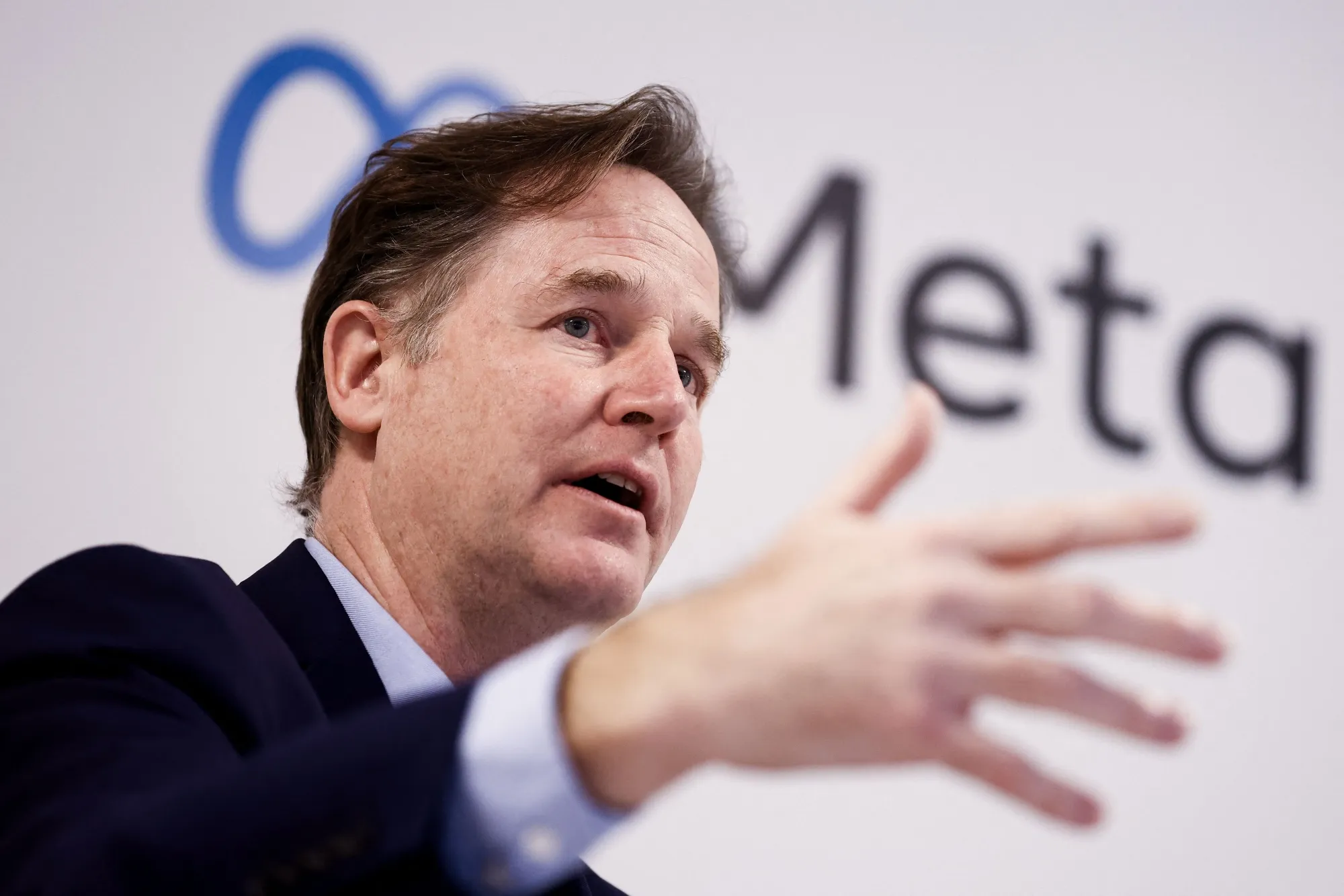 Meta President Global Affairs Nick Clegg speaks during a press conference at the Meta showroom in Brussels on December 07, 2022. (Photo by Kenzo TRIBOUILLARD / AFP) (Photo by KENZO TRIBOUILLARD/AFP via Getty Images)
