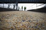 Corn kernels lay on the ground at a terminal at the Port of Vancouver in Vancouver, Washington, U.S.&nbsp;The EU tariffs will target coal producers, farmers and fisheries, in addition to aircraft makers.