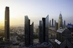 The Central Park Towers, center, stand at the Dubai International Financial Center (DIFC) in Dubai
