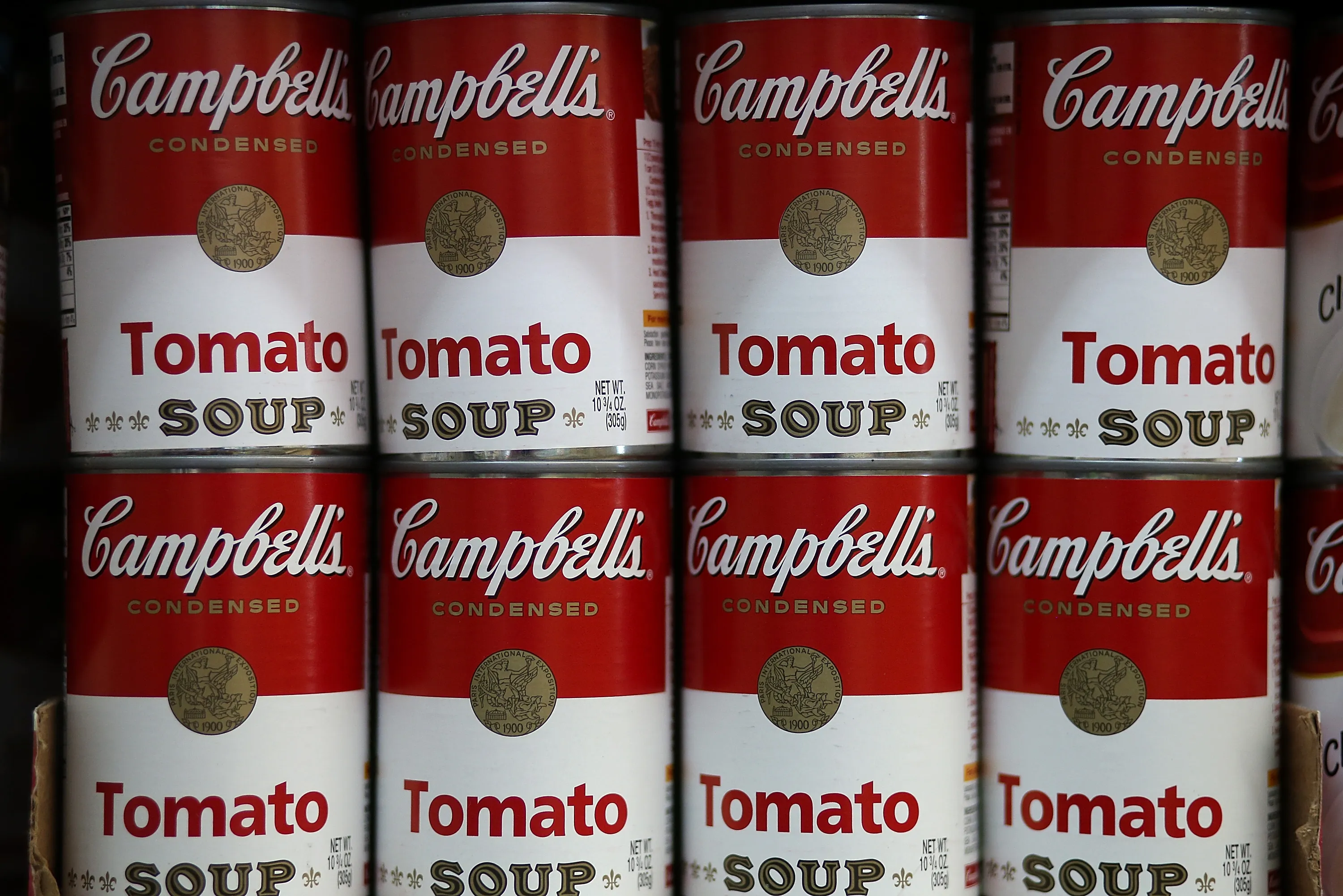 Cans of Campbell's tomato soup.&nbsp;