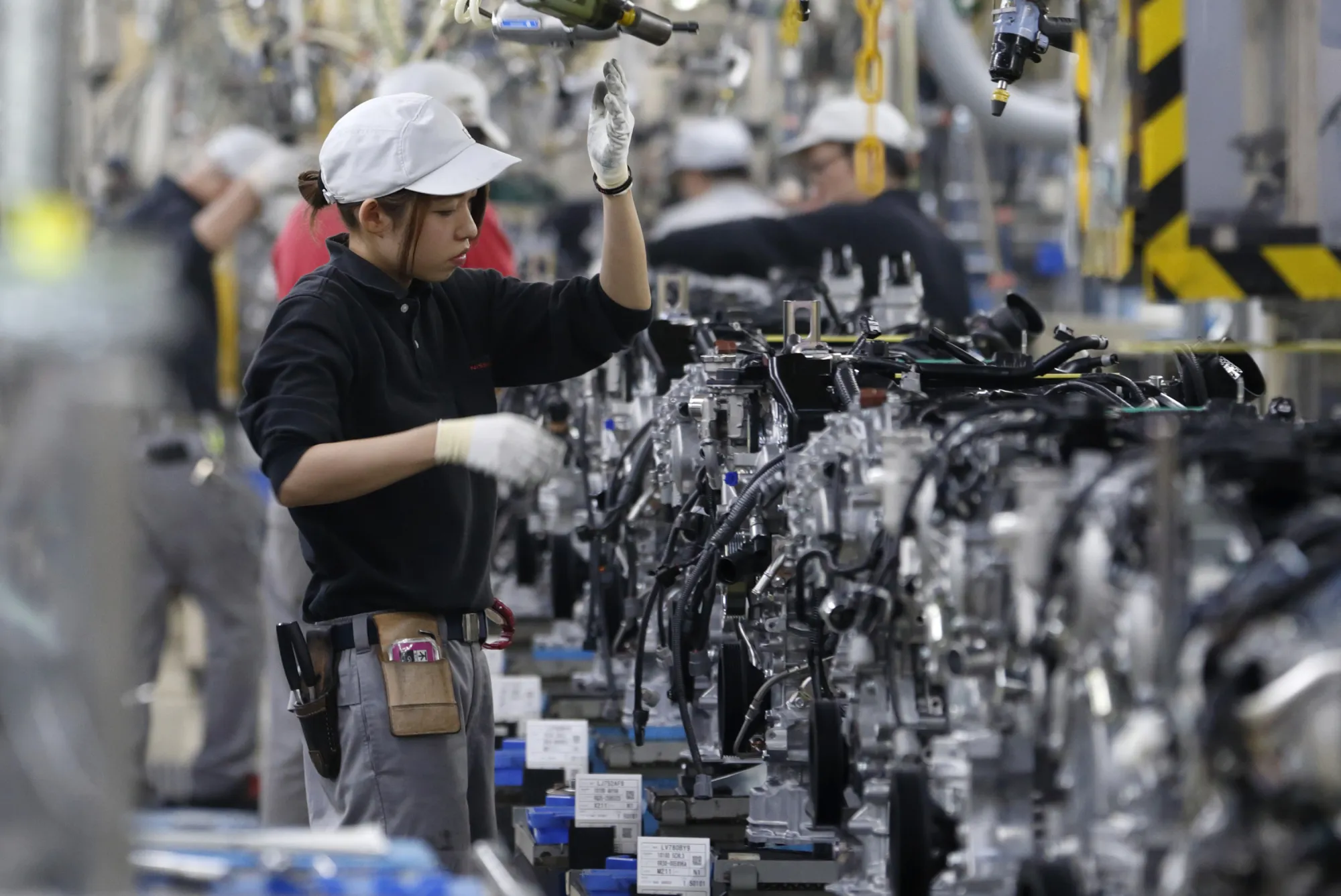 Nissan Motor Co. employees in Iwaki, Fukushima Prefecture, Japan.&nbsp;