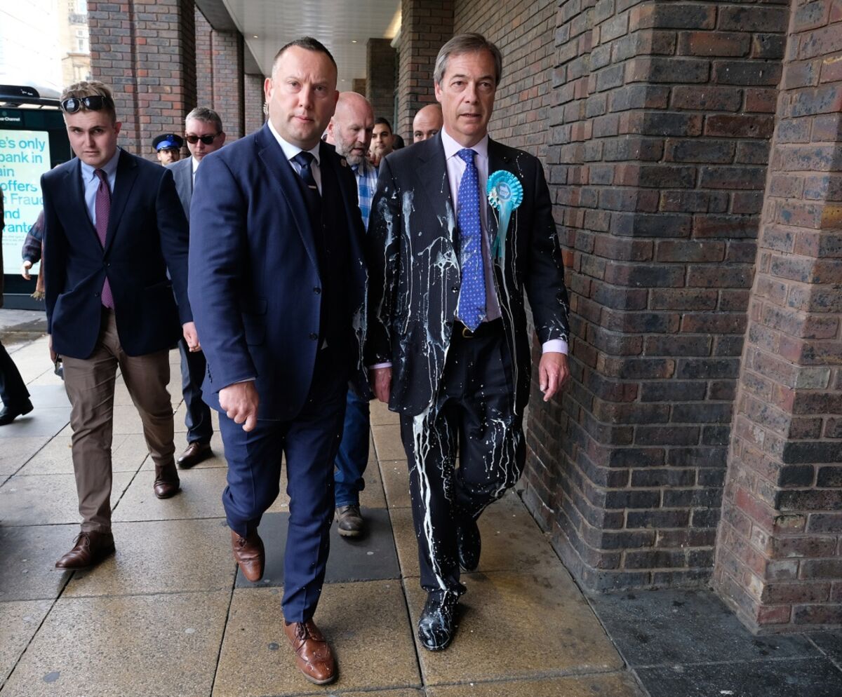 Image result for Milkshake thrown at Nigel Farage