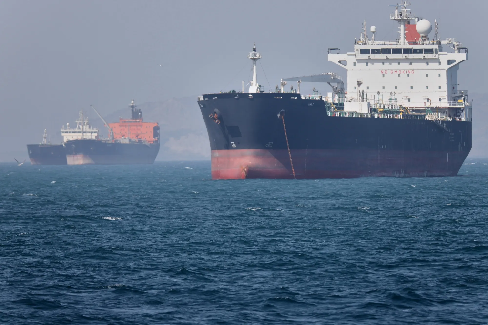 Oil tankers offshore in the Strait of Hormuz off Bandar Abbas, Iran on May 2.