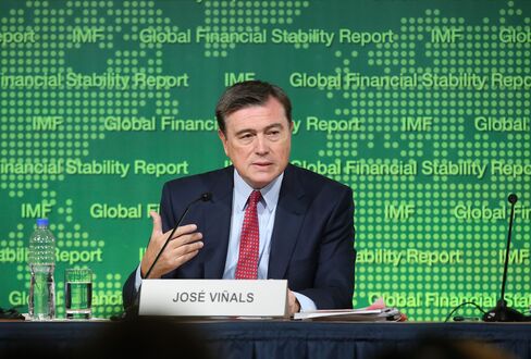 Jose Vinals, a top bank official, speaks during the IMF and World Bank annual meetings in Lima, Peru, on Oct. 7, 2015.