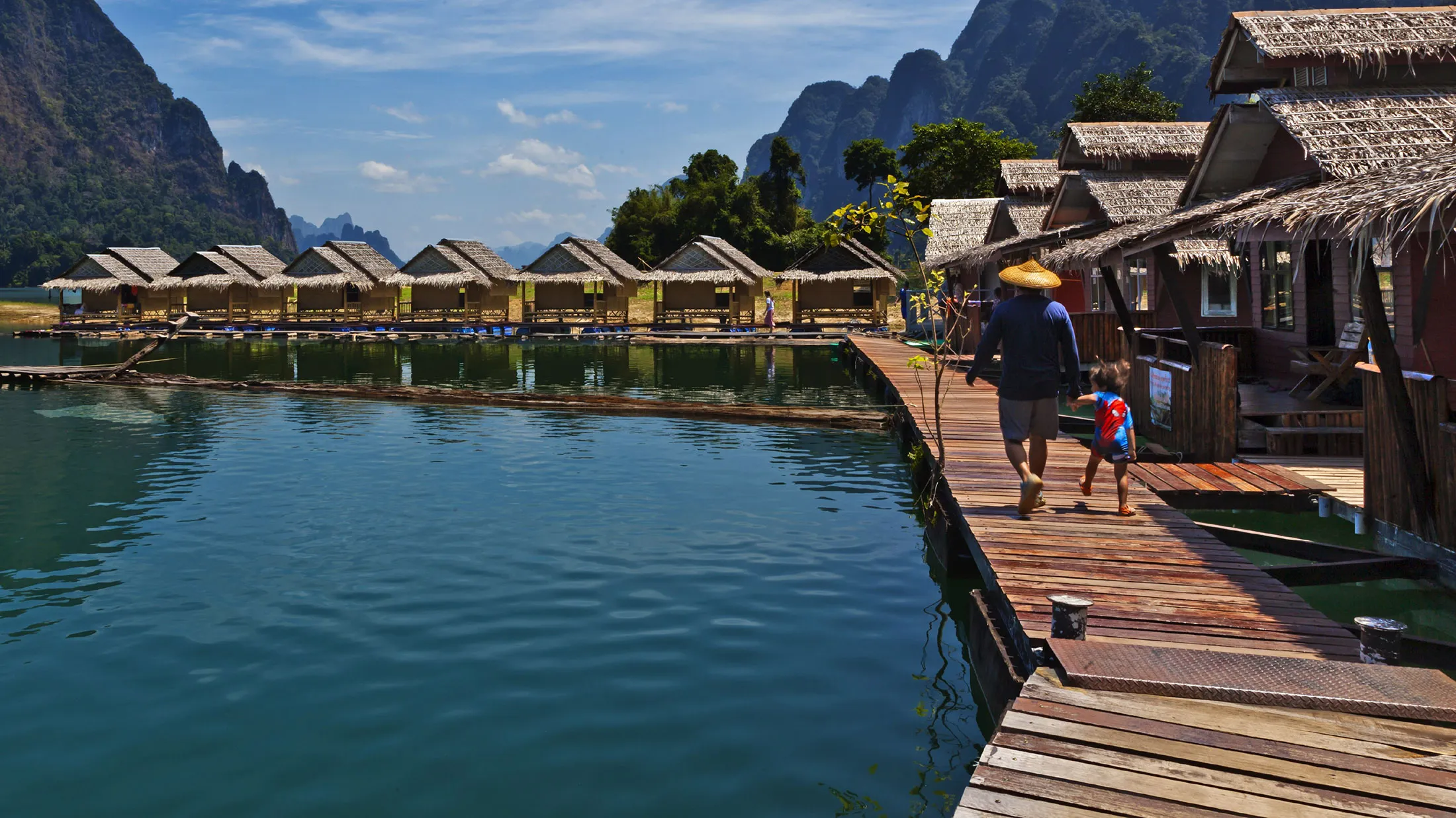 Klong Ka Raft House On Cheow En Lake In The Khao Sok National Park, Thailand.

