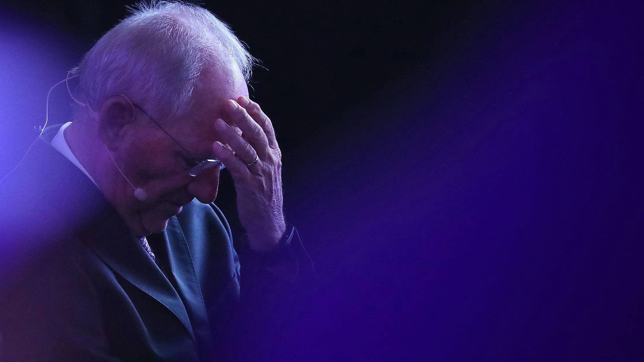 Wolfgang Schaeuble, Germany's finance minister, reacts before speaking during the B20 Summit in Berlin on May 2, 2017.

