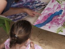 Condon looks at her daughter Charli’s artwork in Rutherglen.