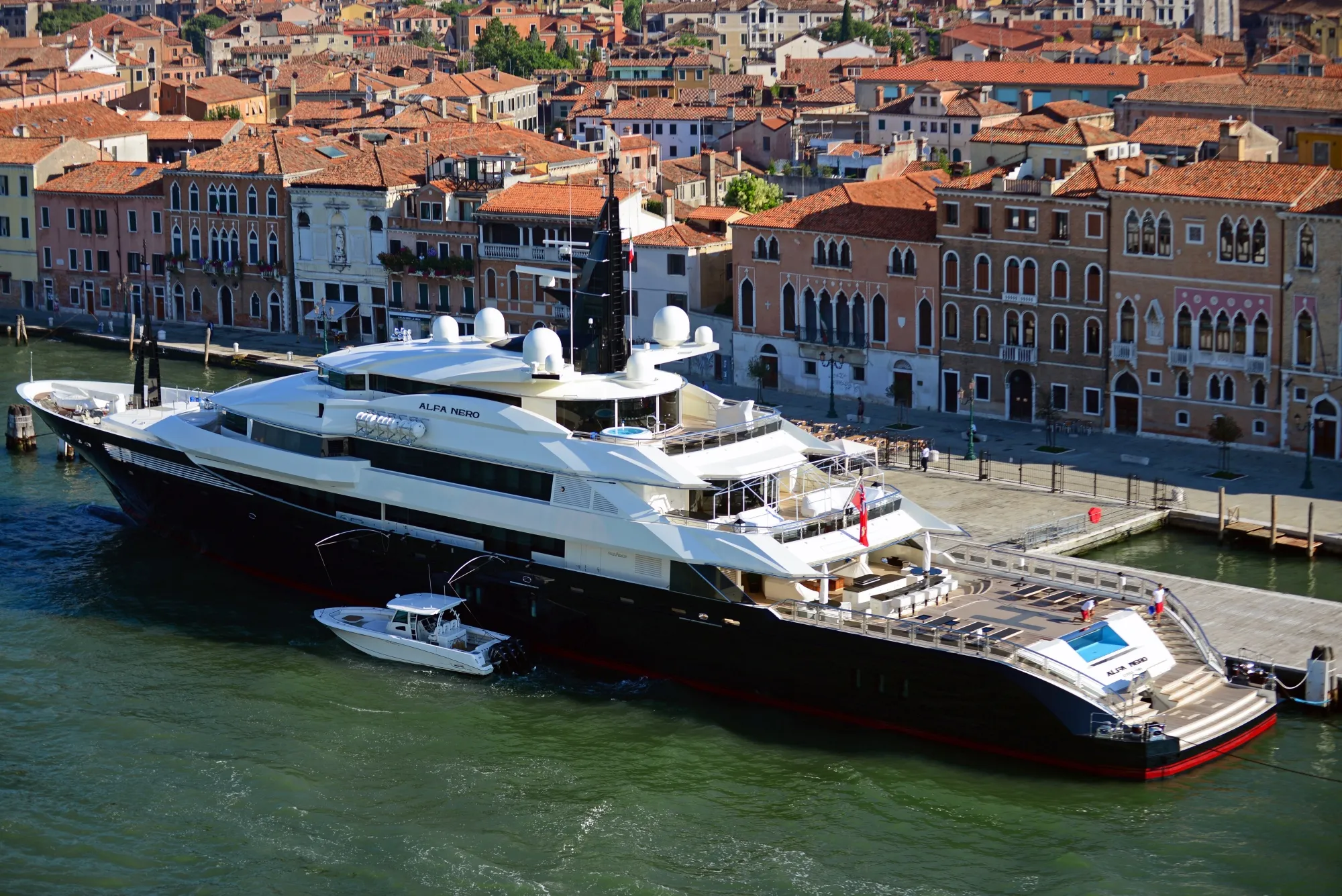 The Alfa Nero super yacht in Venice, Italy.