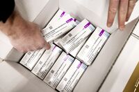 Boxes of AstraZeneca's Covid-19 vaccines.