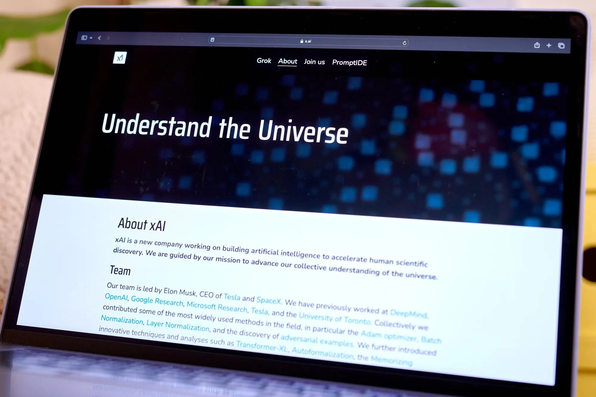 The xAI website
