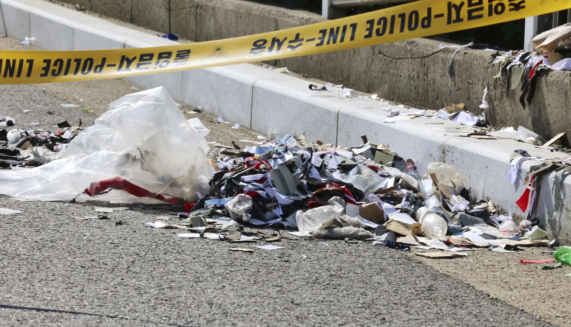 Trash spilled from a balloon reportedly sent by North Korea, in Incheon, South Korea on June 2.
