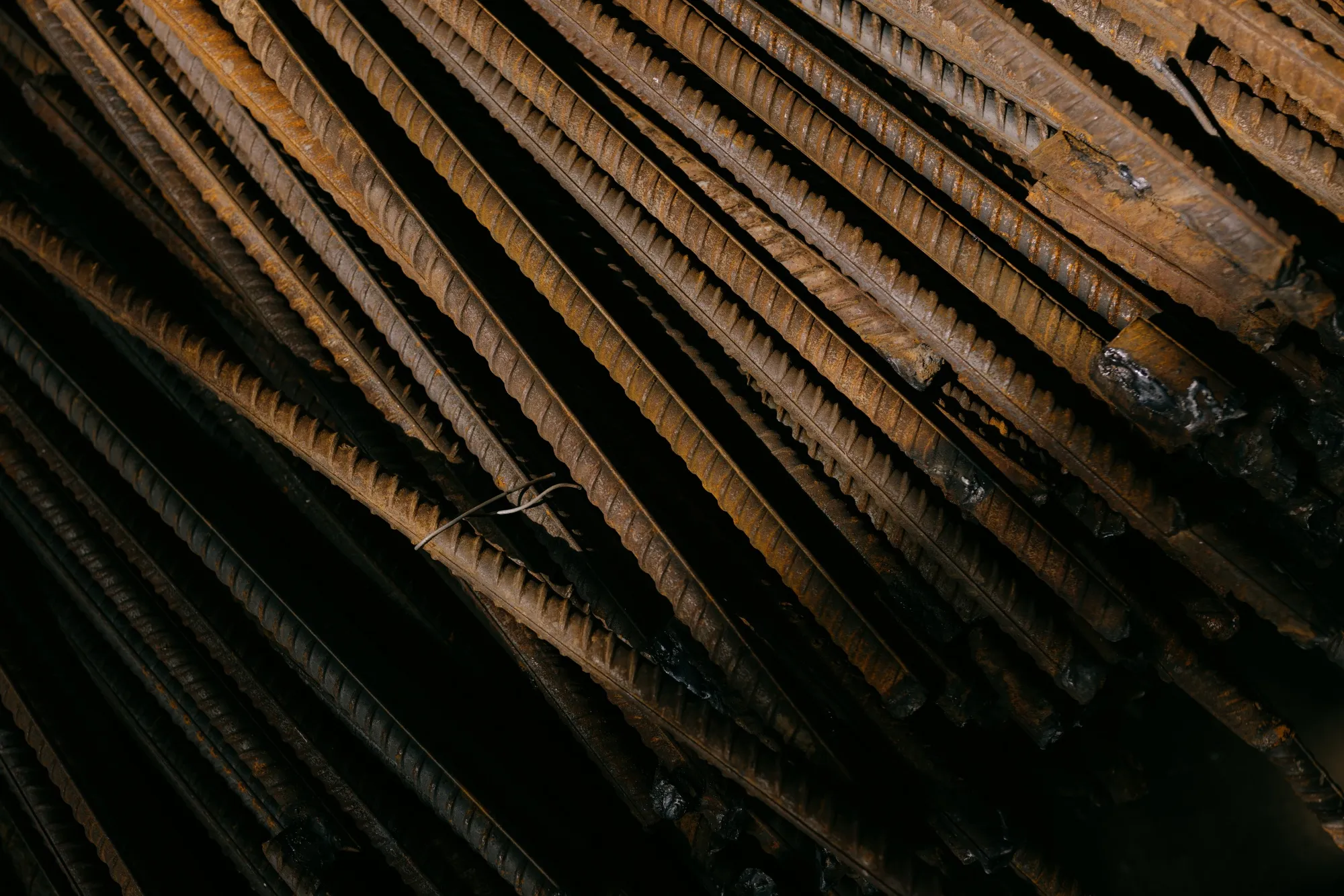 Rebar at a construction site.