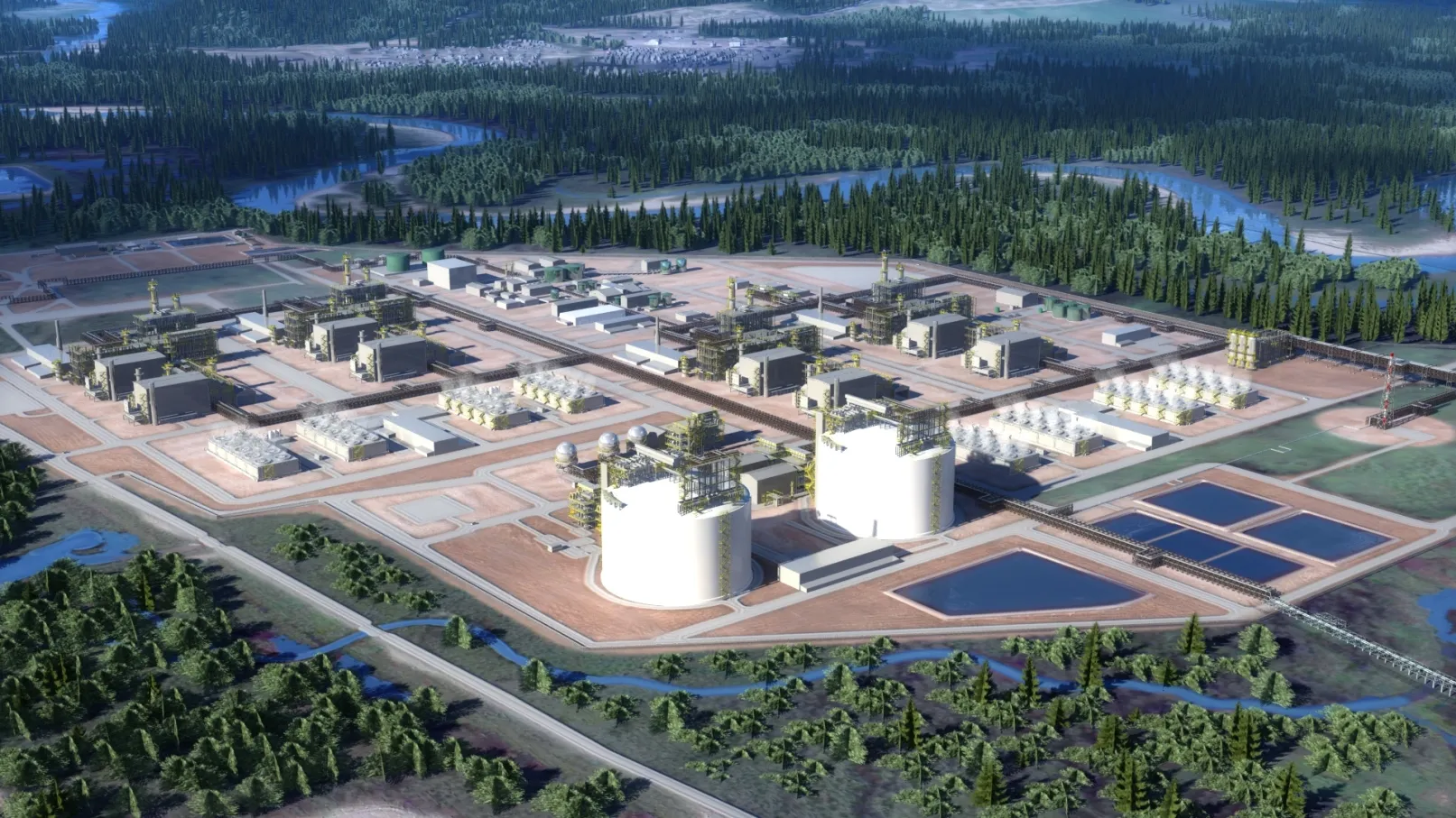 A rendering of the Shell LNG site.