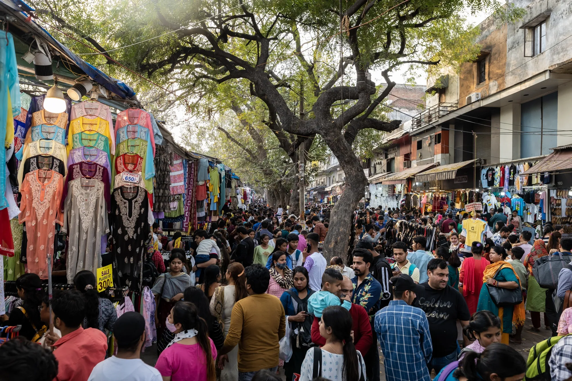 Shoppers at a market in New Delhi.