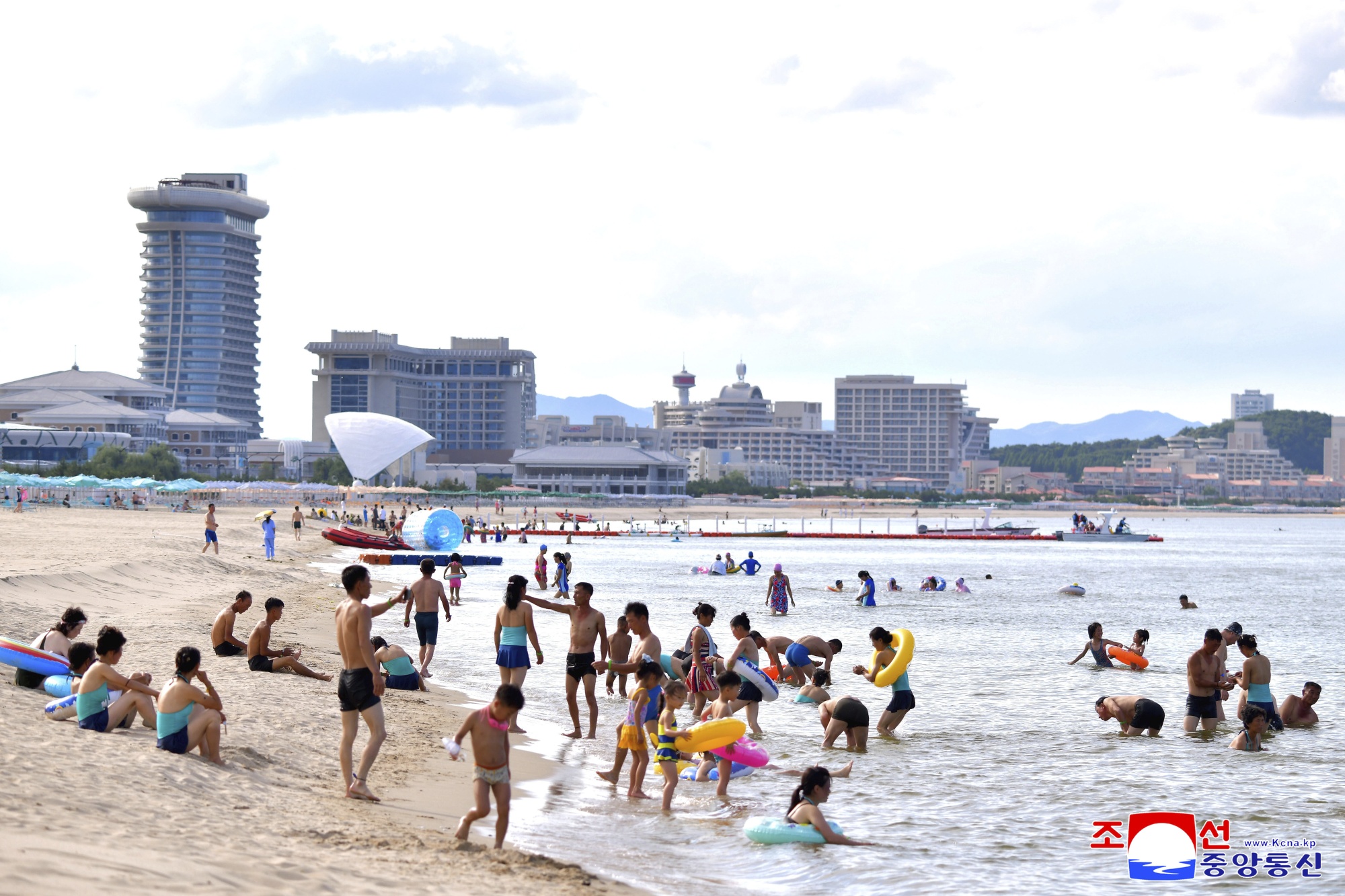 A beach resort in the Wonsan-Kalma eastern coastal tourist zone in July, 2025, in a photograph provided by the North Korean government.