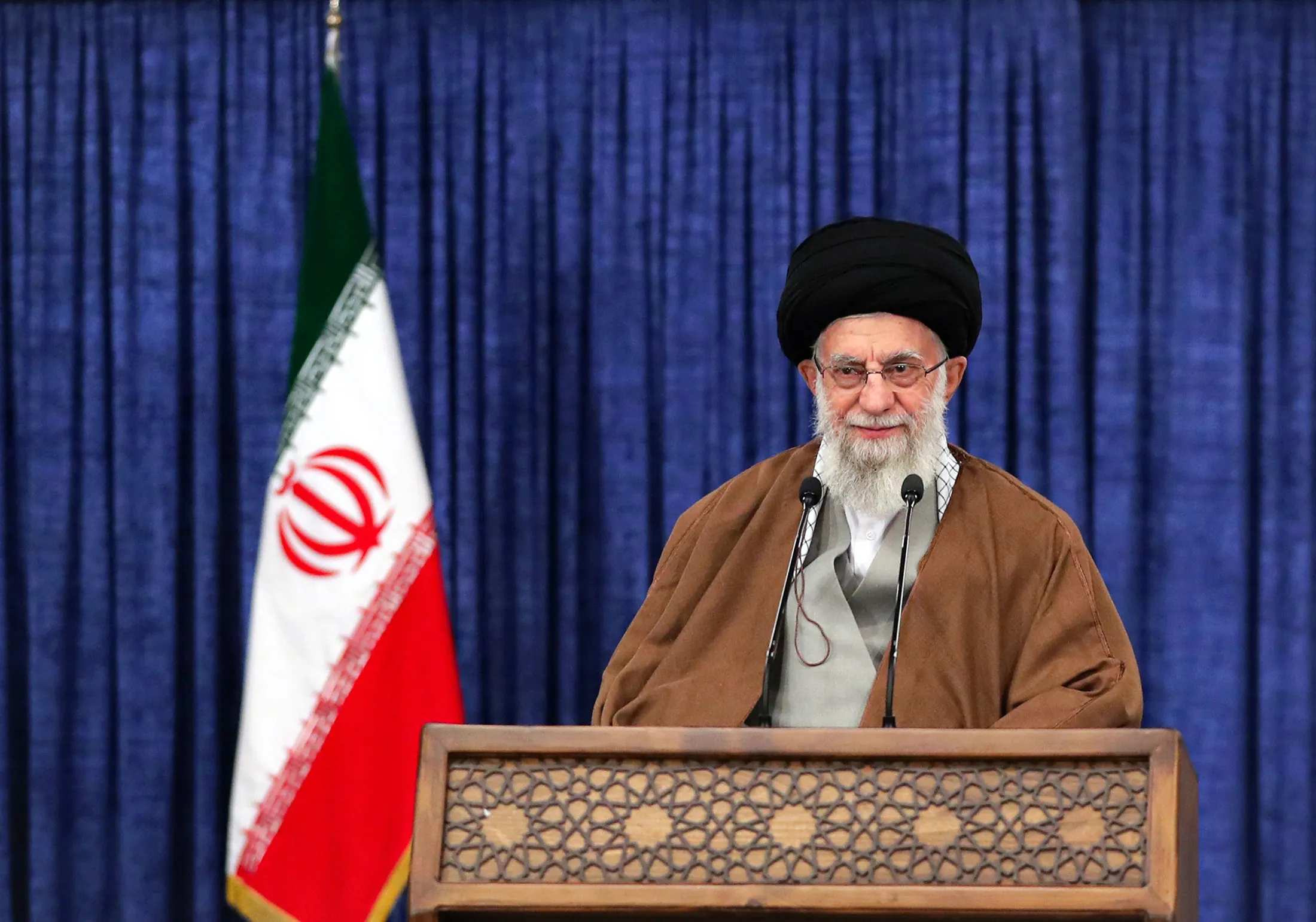 Iranian Supreme Leader Ayatollah Ali Khamanei delivers remarks as part of Nowruz celebrations in Tehran, Iran on March 20.