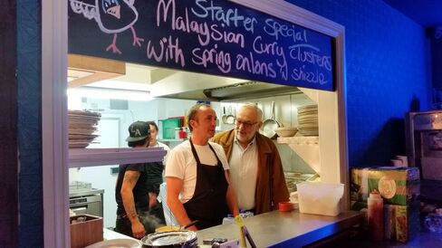 Chick 'n' Sours founder Carl Clarke welcomes Pierre Koffmann to his tiny kitchen.