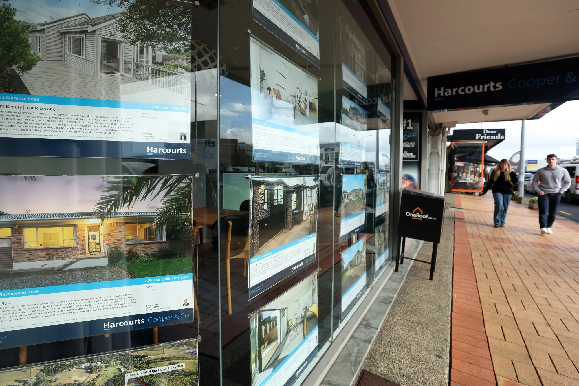 Property listings at a real estate agency in Auckland, New Zealand.