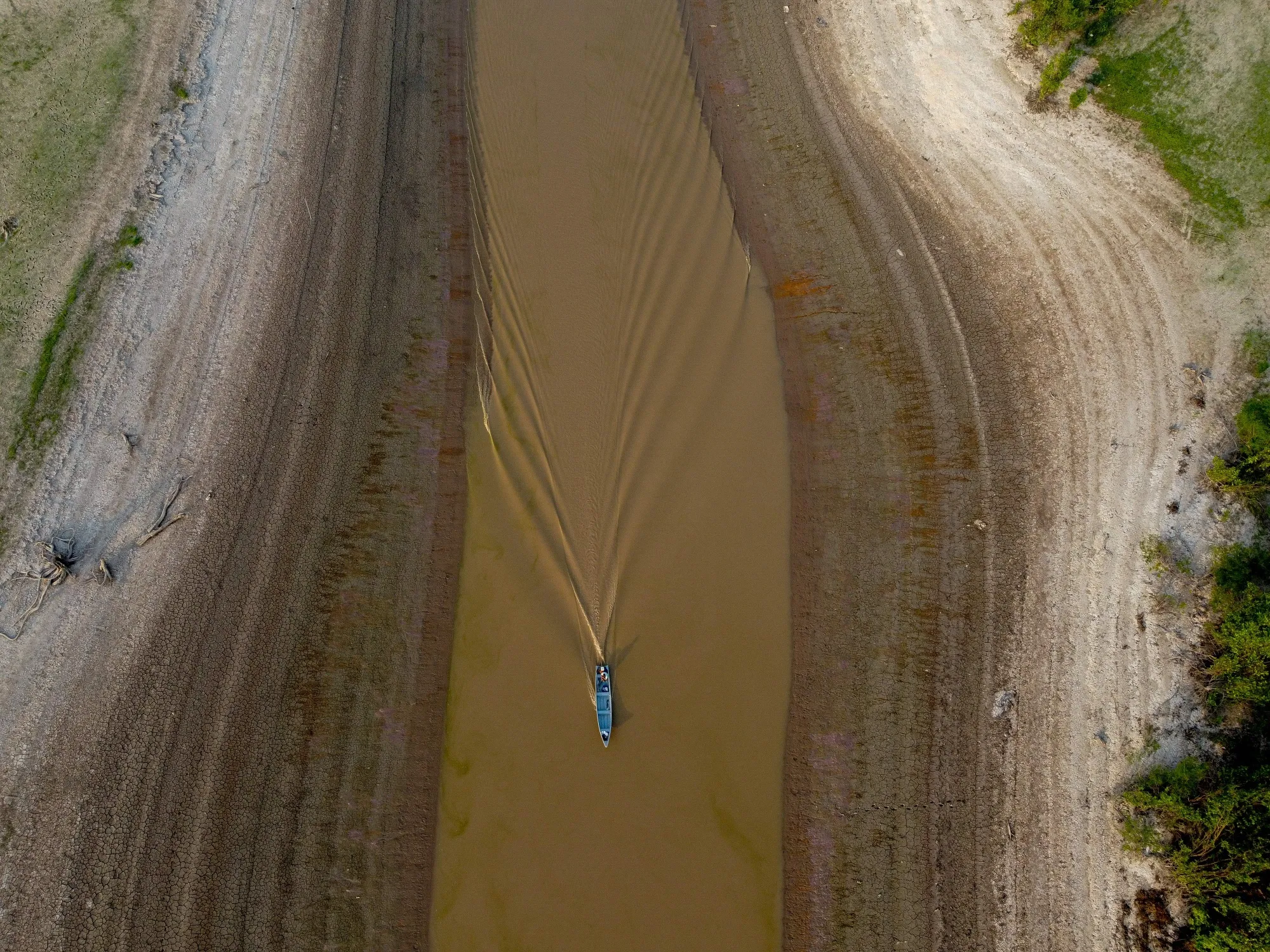 Low water levels in a canal in Amazonas State, Brazil.