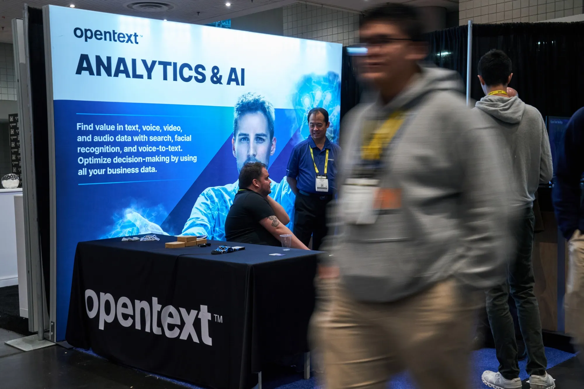 Opentext signage during The AI Summit New York 2023.