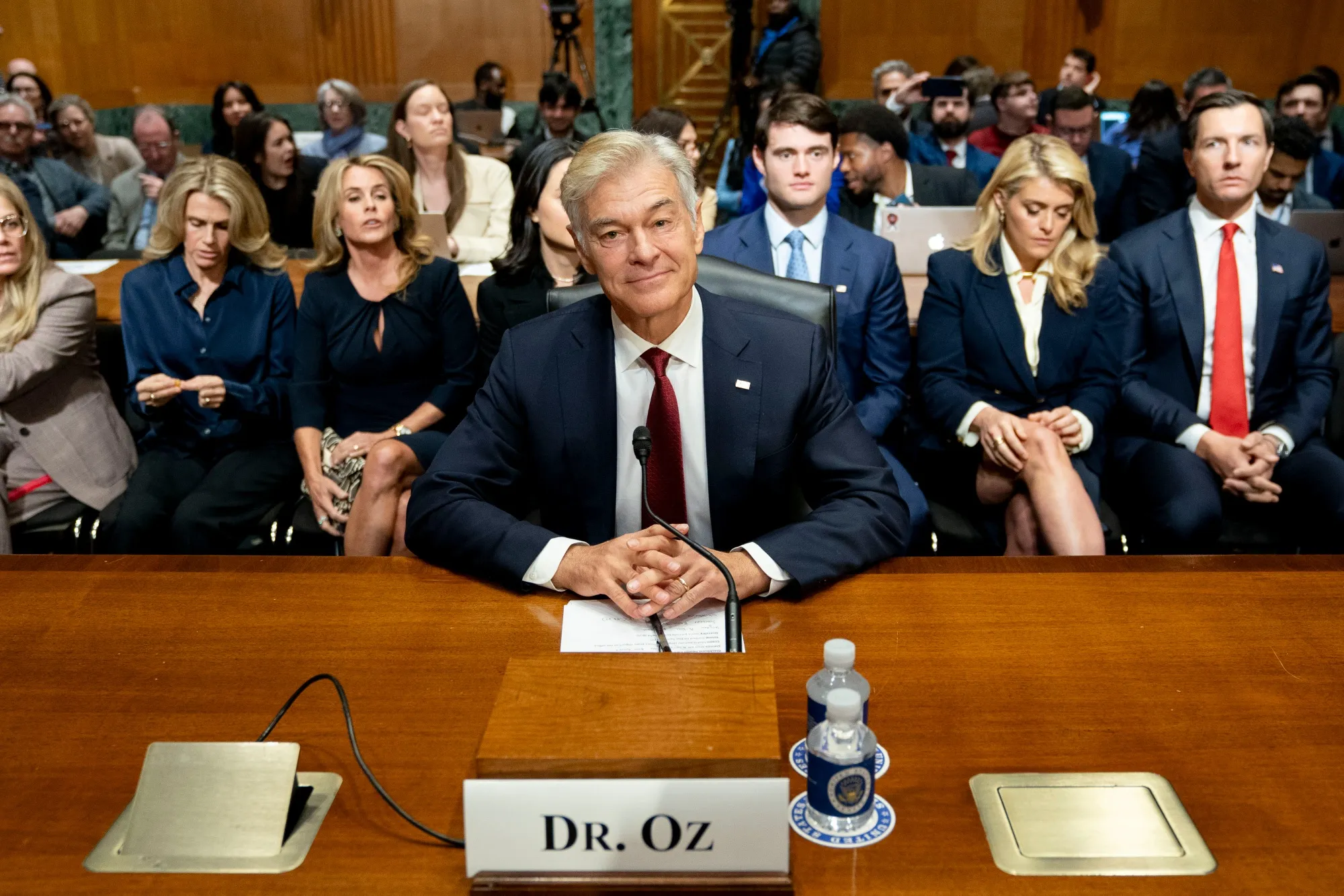 Mehmet Oz&nbsp;during a Senate Finance Committee confirmation hearing in Washington on March 14.