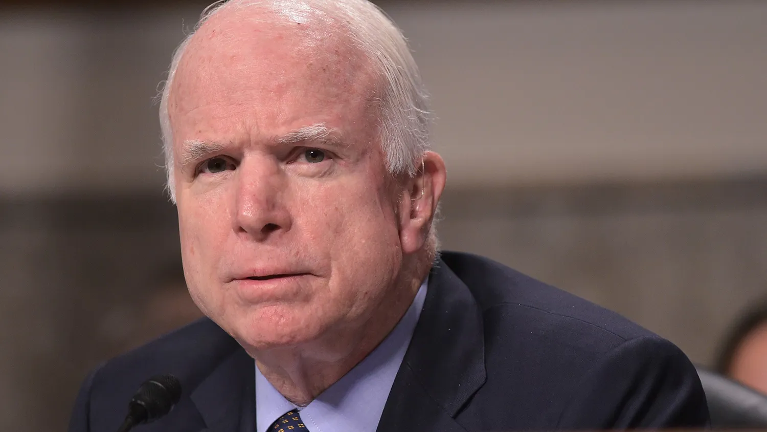Senate Armed Service Committee Chairman Sen.John McCain, R-AZ, speaks during a Committee hearing on the military campaign against the Islamic State on July 7, 2015 on Capitol Hill in Washington, DC.
