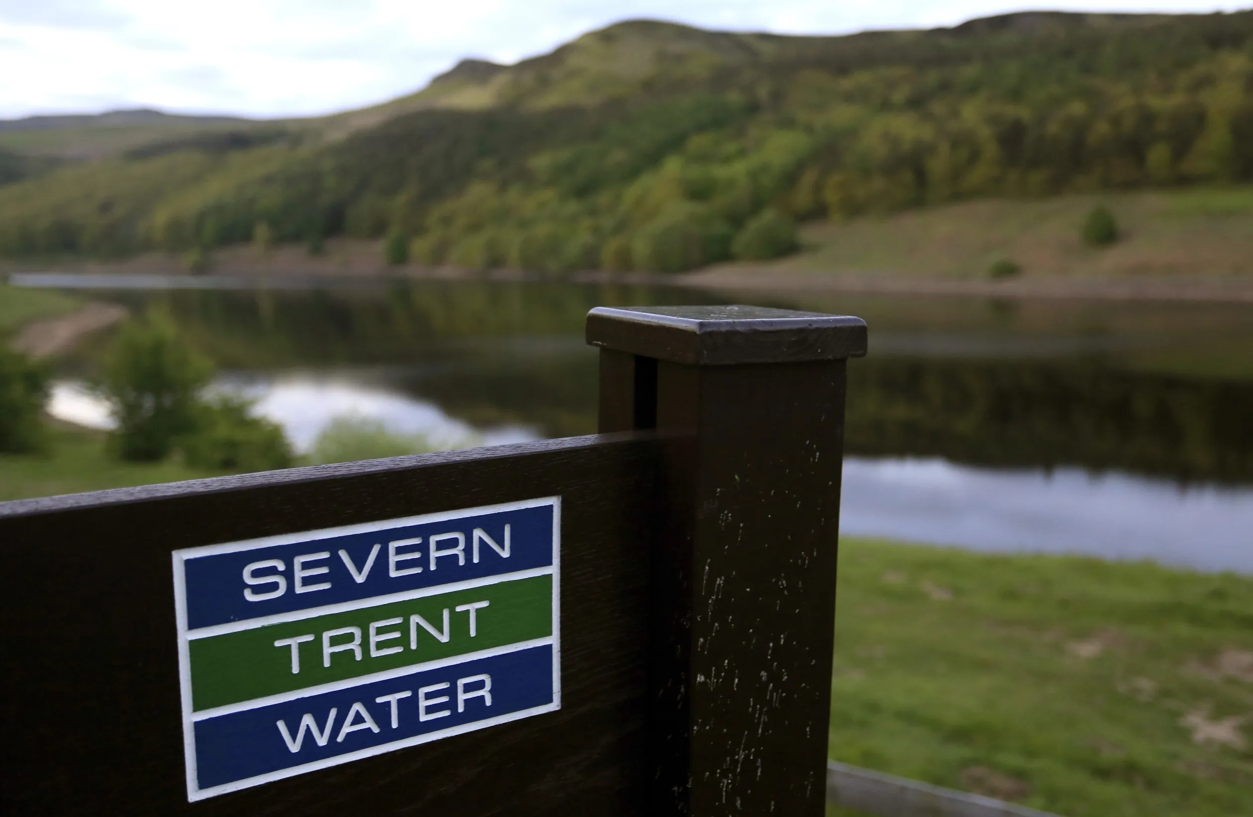 A sign at a reservoir operated by Severn Trent Plc near Glossop, UK.