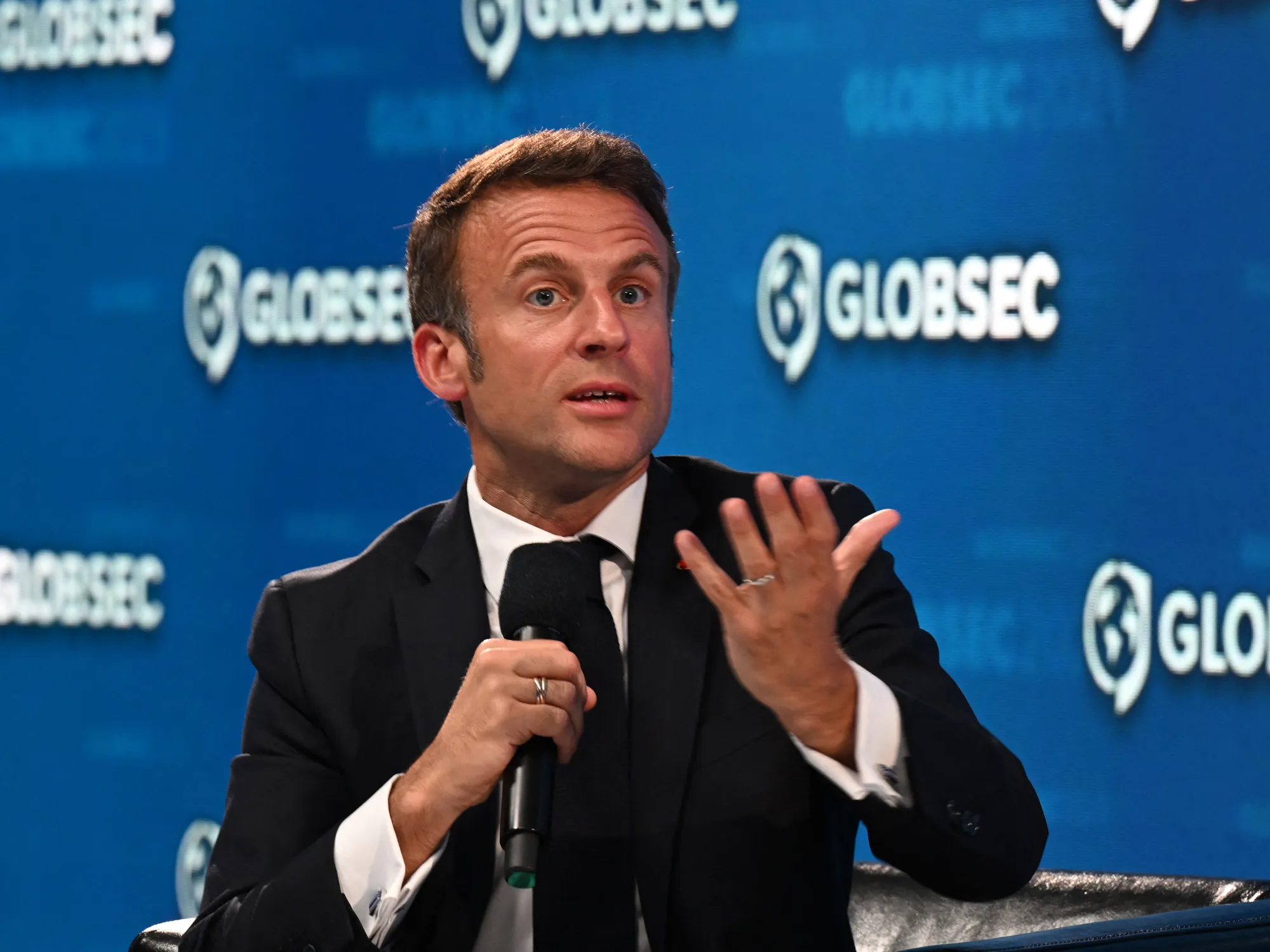 Emmanuel Macron in Bratislava, Slovakia, on May 31.