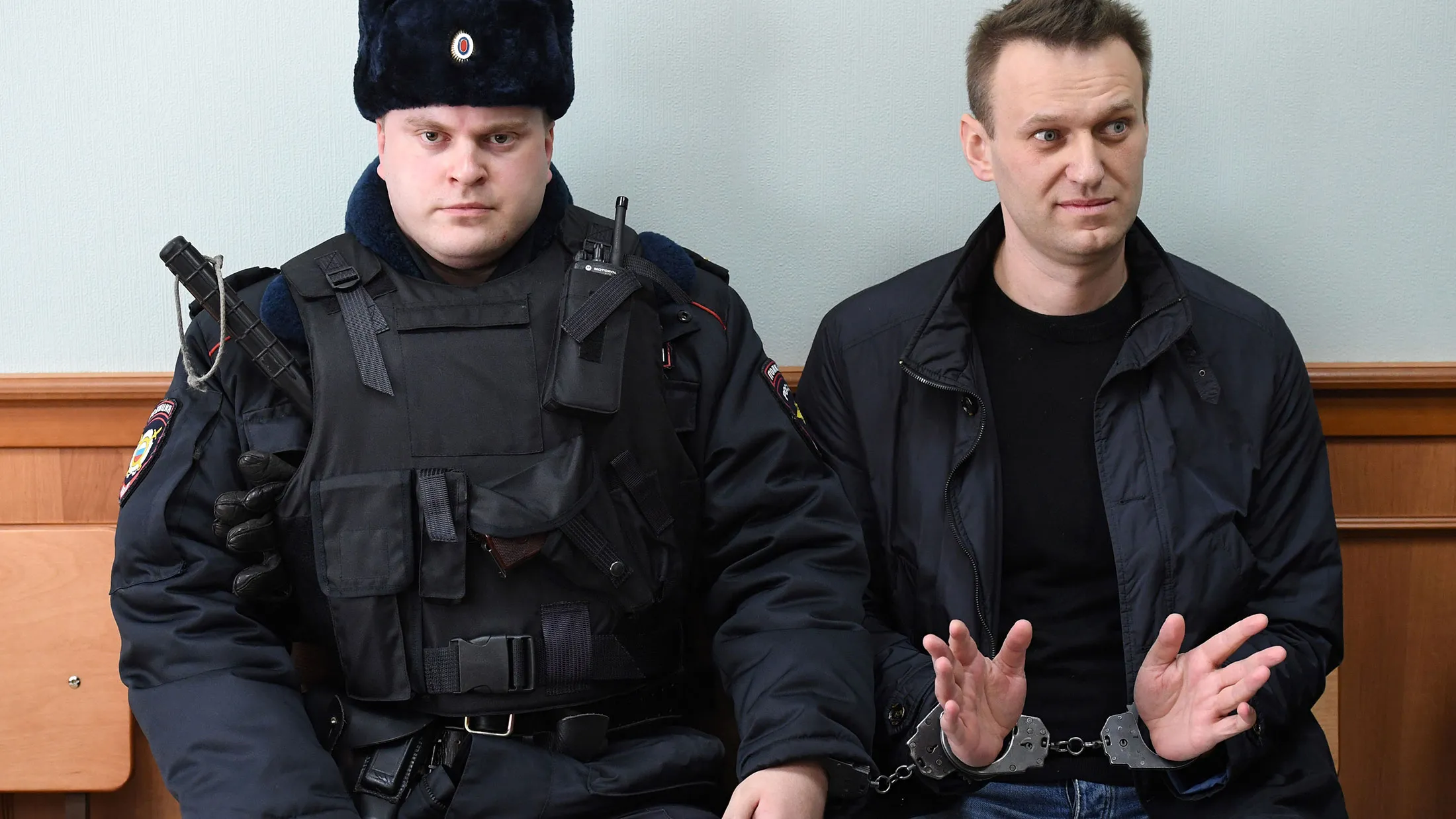 Kremlin critic Alexei Navalny, who was arrested during a March 26 anti-corruption rally, attends an appeal hearing at a court in Moscow on March 30, 2017.
