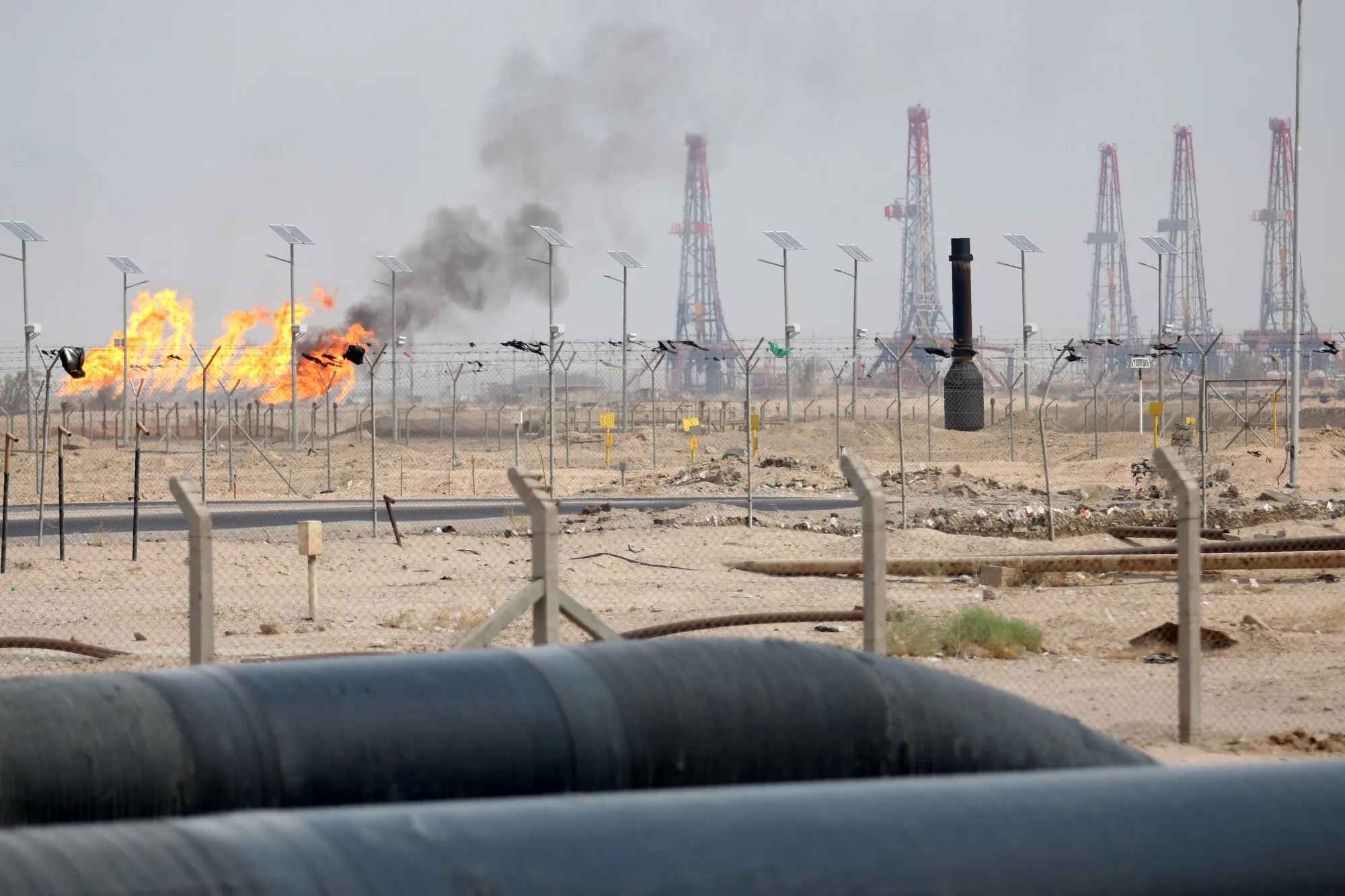 A gas flare at the Zubair oil field, southwest of Basra in&nbsp; Iraq.&nbsp;