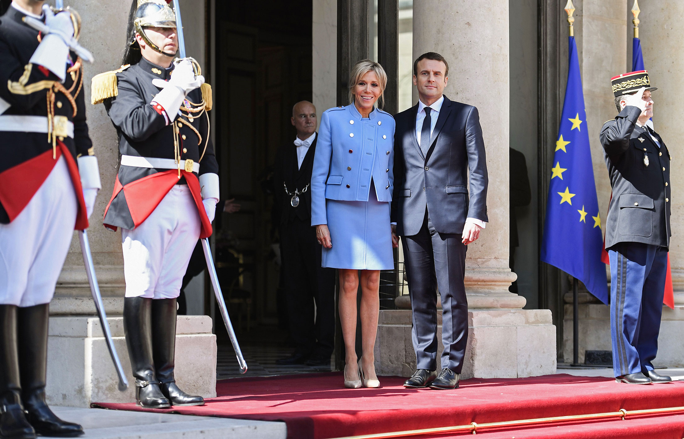 Brigitte Macron Wears (What Else?) Louis Vuitton for the NATO Spouse Summit