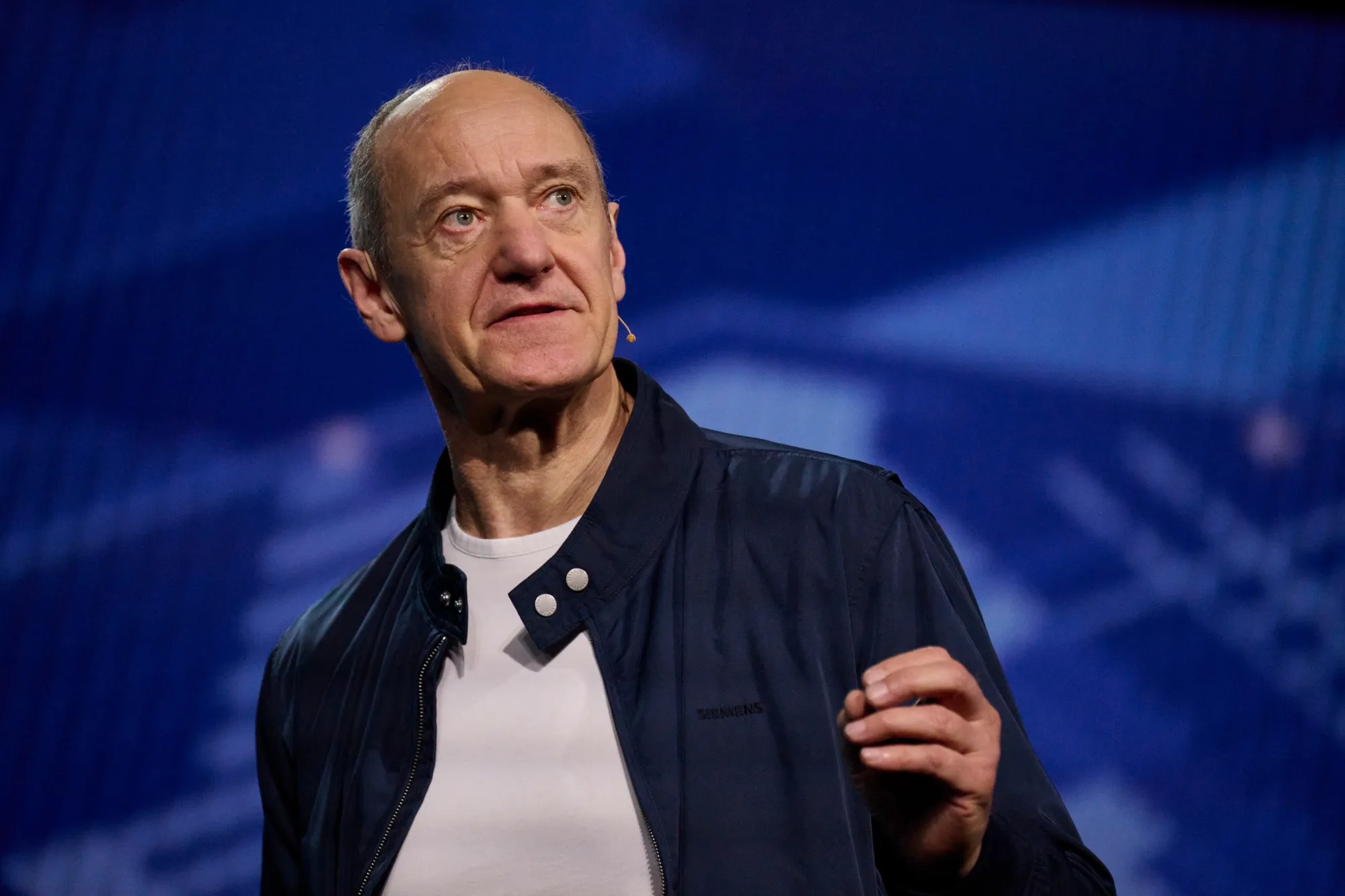 Siemens CEO Roland Busch speaks during the 2026 CES event in Las Vegas on Jan. 6.&nbsp;
