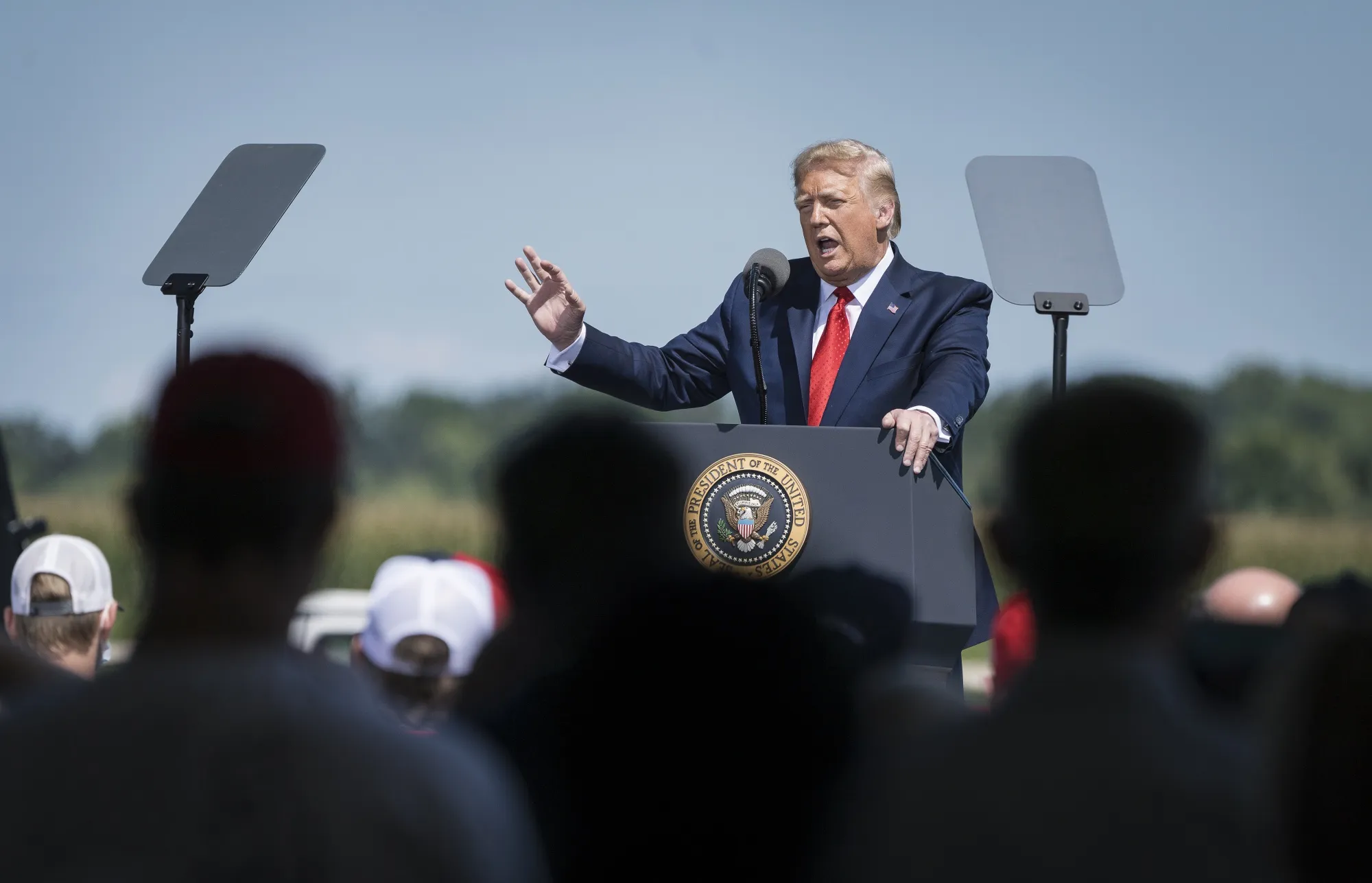 Donald Trump speaks during a rally in Mankato, Minnesota, on&nbsp;Aug. 17.&nbsp;