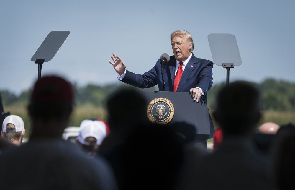 Donald Trump speaks during a rally in Mankato, Minnesota, on Aug. 17. 