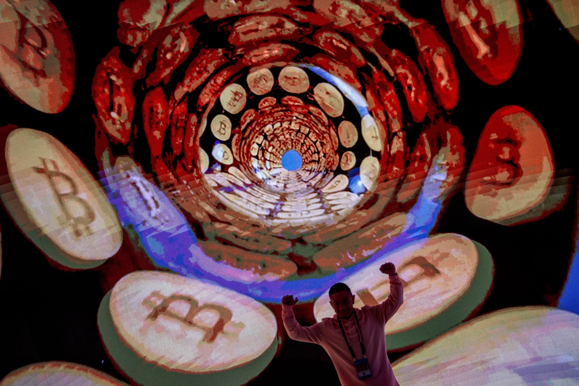 An exhibition during the Plan B Forum Bitcoin conference in San Salvador.