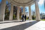 ”Pulling Together” artists Derrick Adams and Tiffany Chung tour the District of Columbia War Memorial, a monument to servicemen and women from Washington, DC, and the city’s only memorial to people from the District.