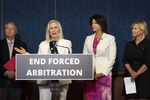 Senators&nbsp;Lindsey Graham and Kirsten Gillibrand with&nbsp;Representative&nbsp;Cheri Bustos and former Fox News broadcast journalist Gretchen Carlson in July 2021 to announce the legislation.