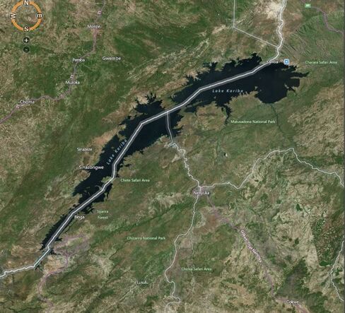 MAP: Lake Kariba, on the border of Zambia and Zimbabwe