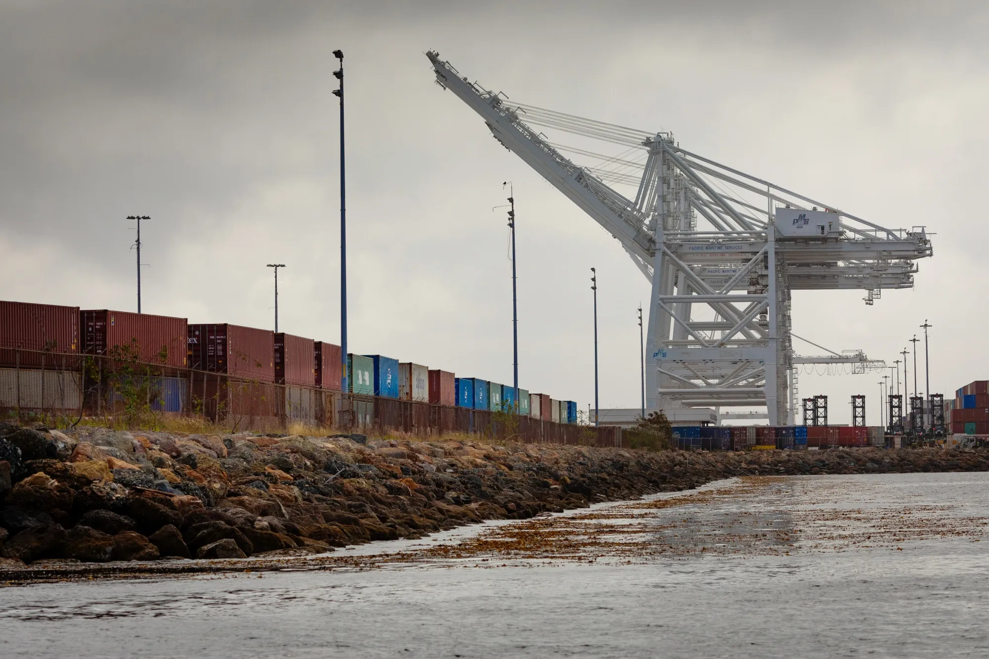 Idle gantry cranes at the Port of Long Beach in Long Beach, California, on&nbsp;May 12.