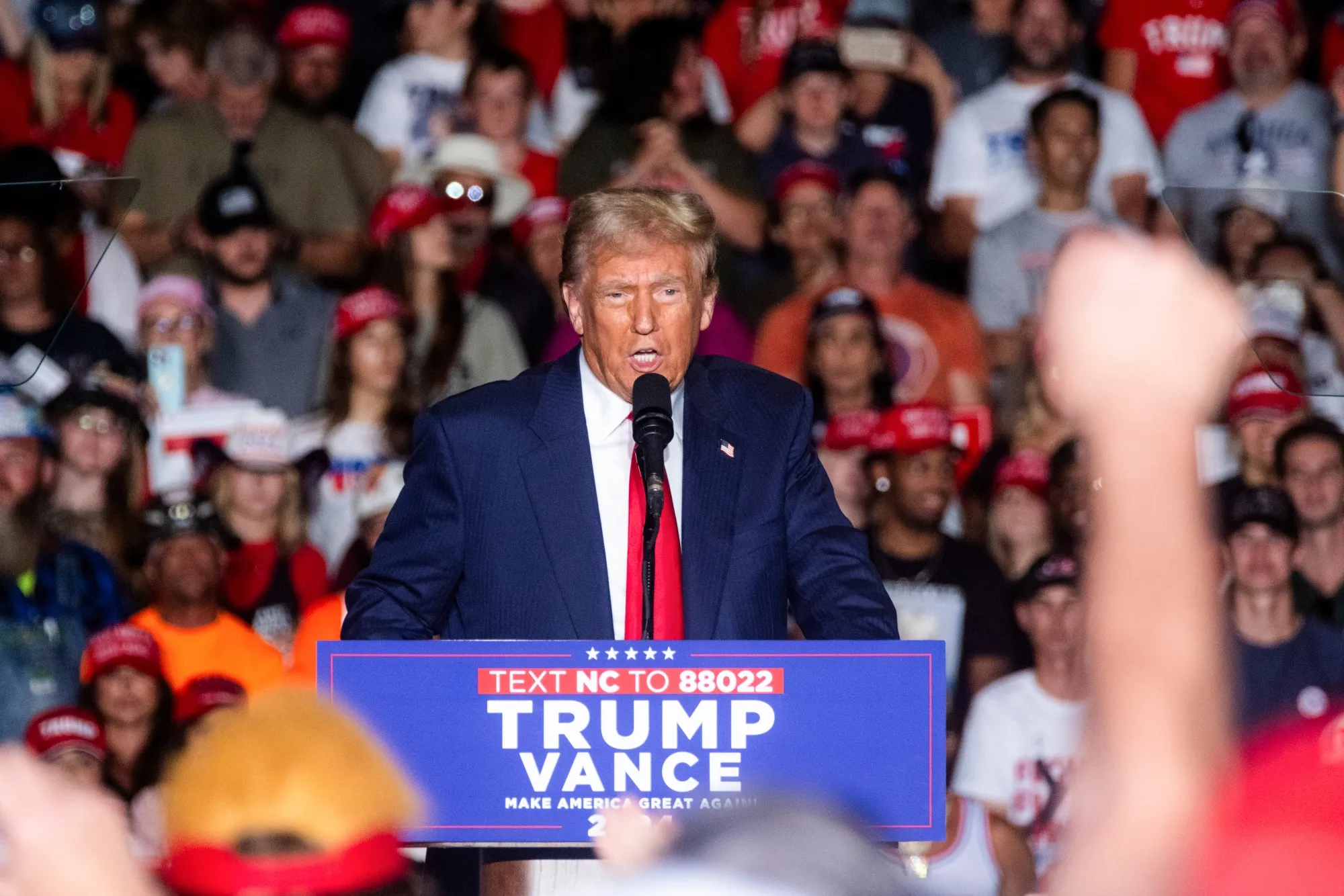 Donald Trump during a campaign event in Greensboro, North Carolina.