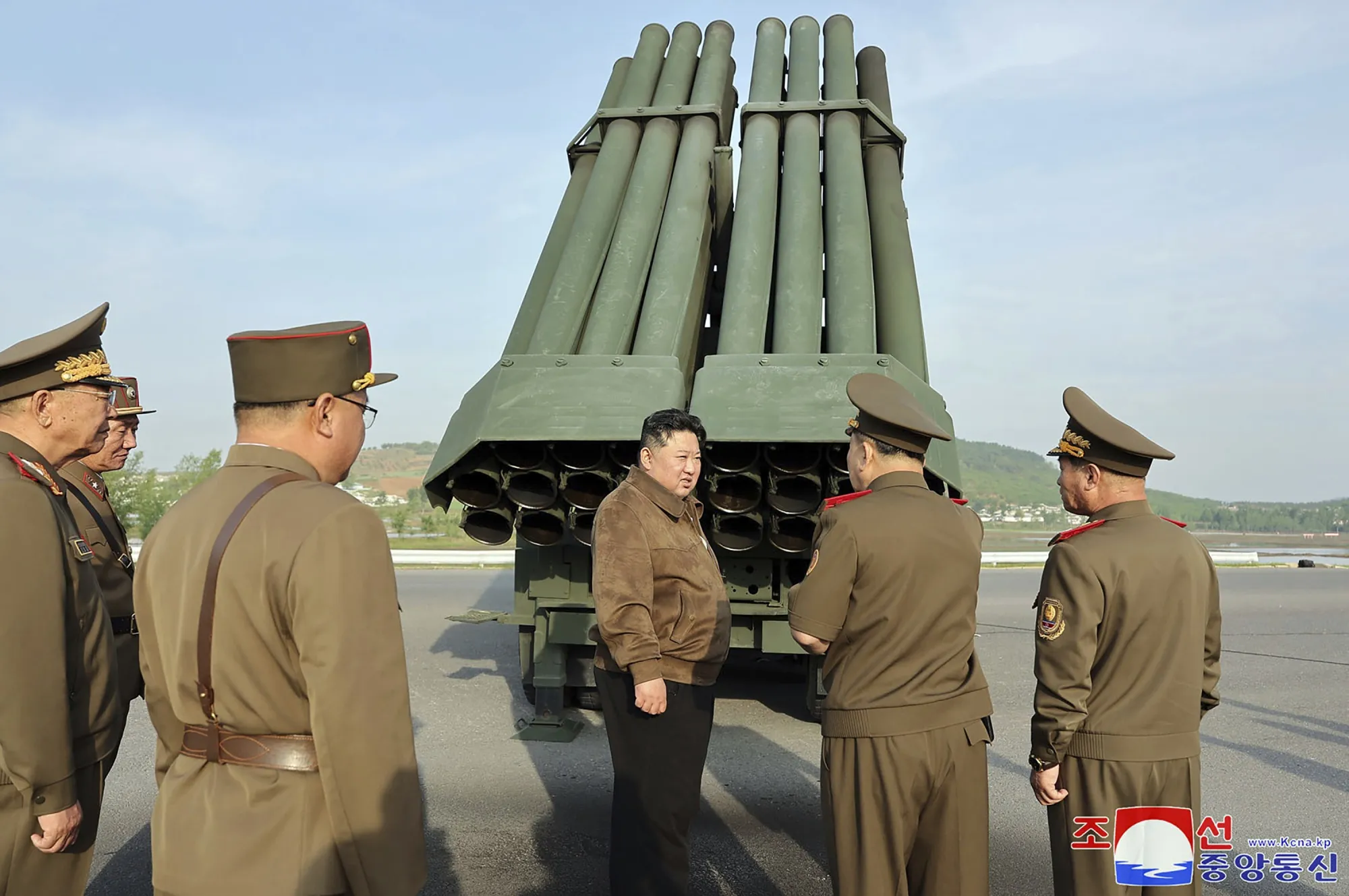Kim Jong Un supervises a test firing of a new multiple rocket launch system in North Korea in May 2024.&nbsp;