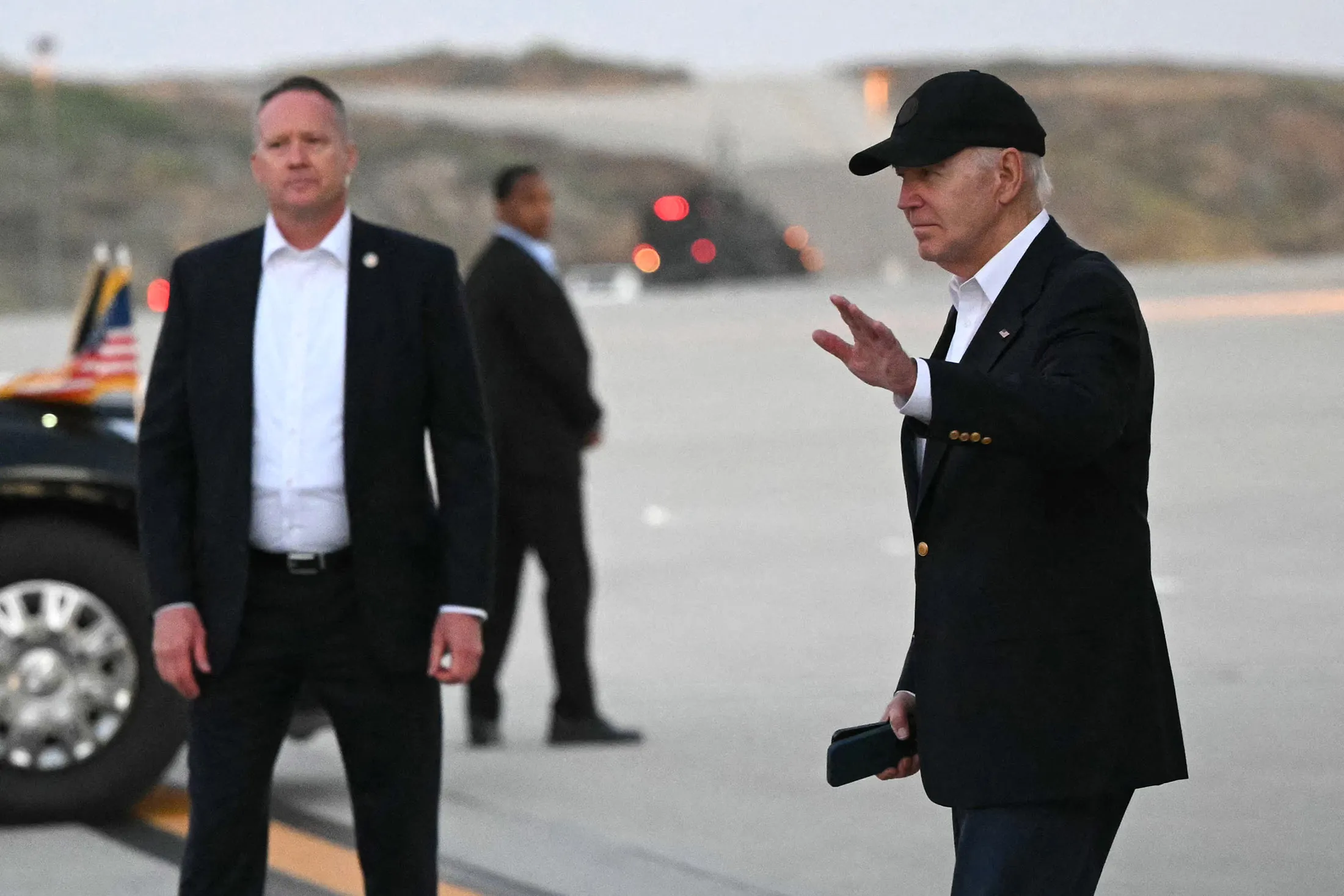 President Joe Biden arrives at Los Angeles International Airport for a campaign fundraiser in Los Angeles, California on June 15.